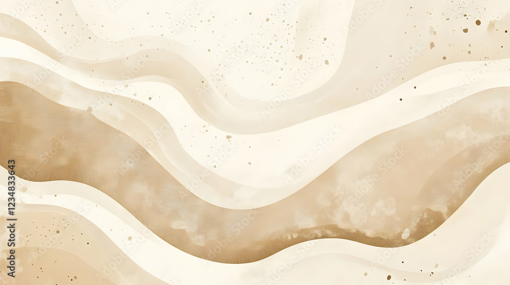 Poster abstract wavy patterns in soft beige tones with subtle textures and gradients