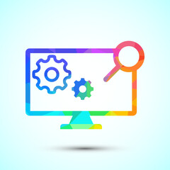Information technology icon design illustration. Digital tech icon, low poly style