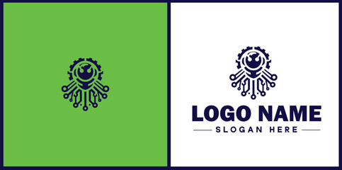Fototapeta premium Robotics Company icon Robot manufacturer Automation firm Robotics enterprise flat logo sign symbol editable vector