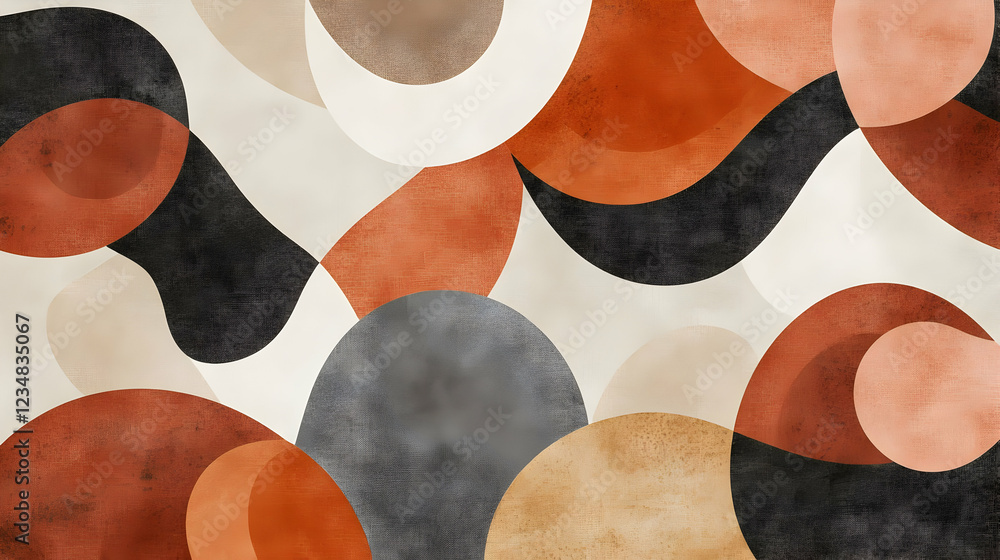 Poster abstract shapes in earthy tones create a harmonious background design
