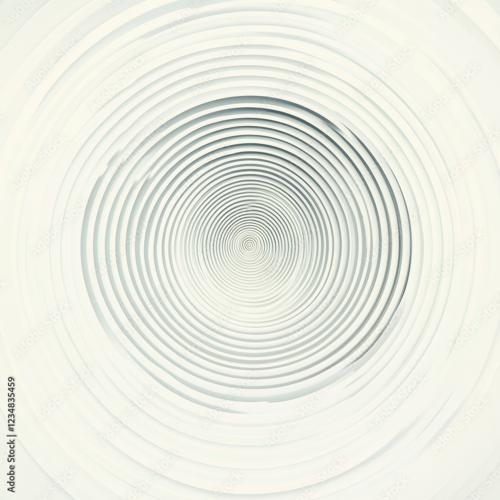 Poster Swirling concentric circles create a mesmerizing pattern in shades of white and gray, inviting calm and contemplation. Generative AI