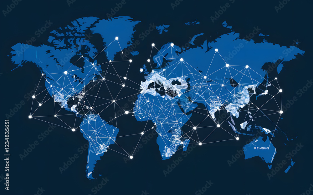 Poster global connectivity: a striking abstract representation of global interconnectedness, featuring a de