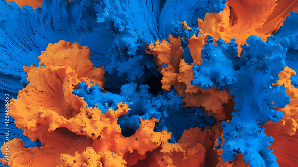 Poster abstract blue and orange swirl: a mesmerizing abstract image featuring vibrant blue and orange swirl