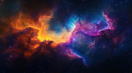 Colorful nebula space scene with stars and vibrant swirling gases in deep cosmic background