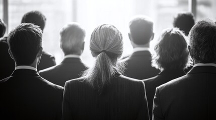 Fototapeta premium corporate professionals listening attentively to speaker during business seminar focused on professional learning leadership development and networking