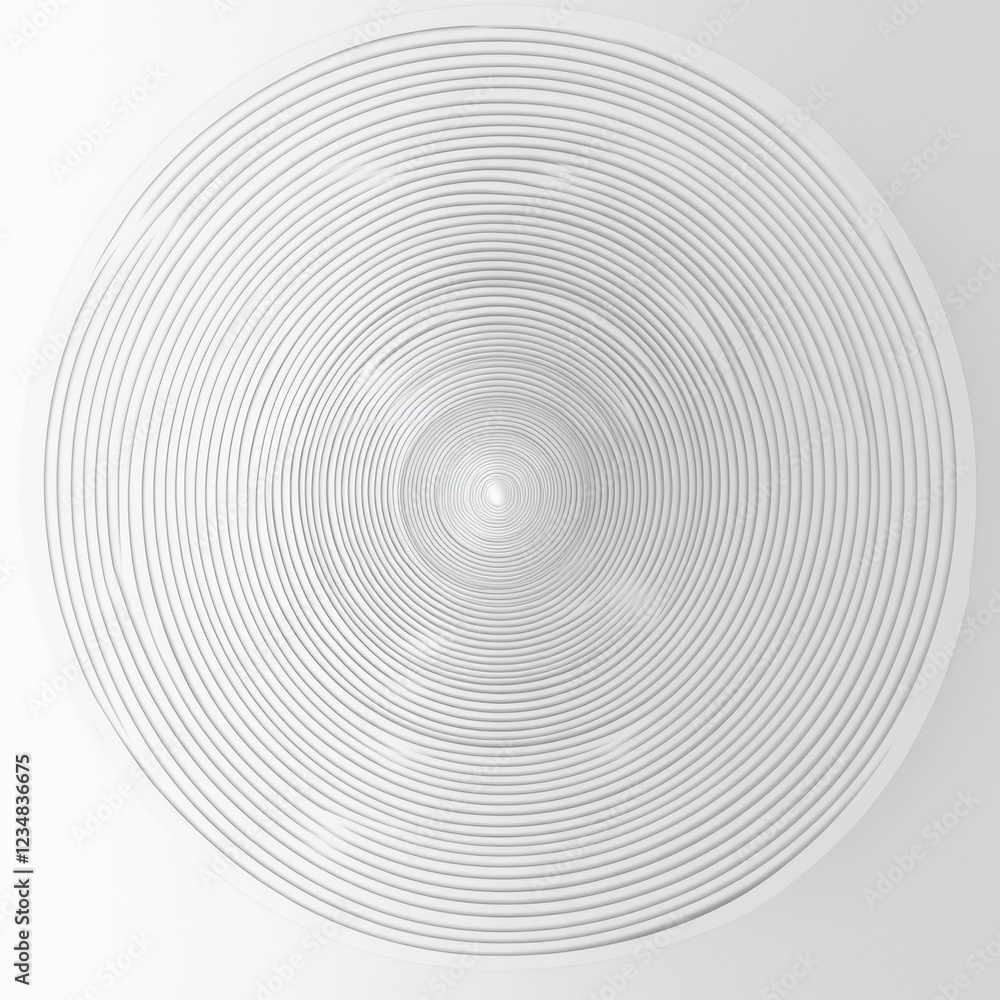 Poster Circular pattern of concentric lines creating a hypnotic design on a smooth white background. Generative AI