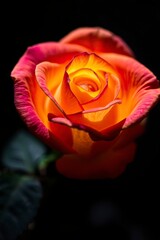 Stunning Orange and Red Rose Closeup Photo