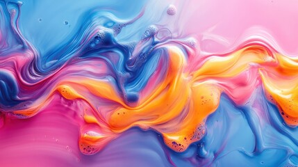 Fototapeta premium Colorful abstract painting with fluid art and bold vibrant colors in modern artistic style