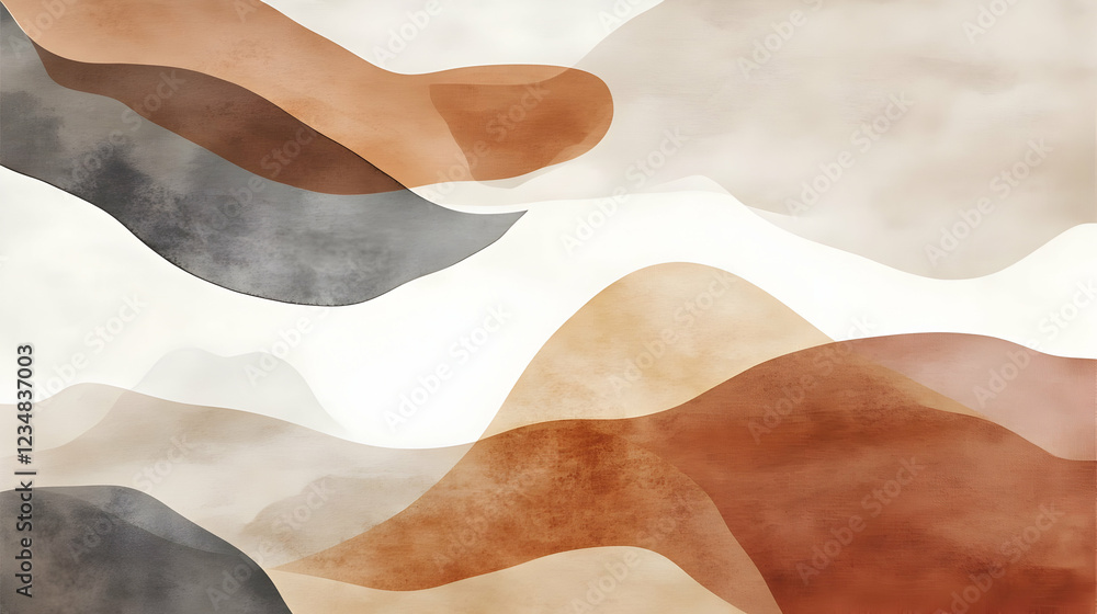 Poster abstract waves of earth tones blending seamlessly in a serene background