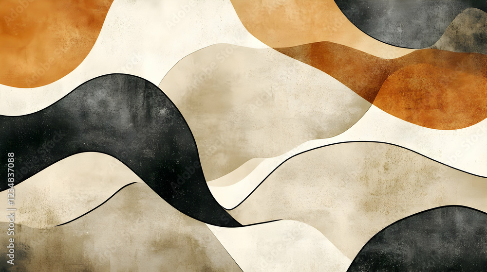 Poster abstract waves of warm tones and textures creating a soothing background design