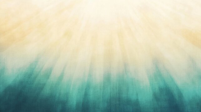Abstract light rays, teal and beige gradient background.