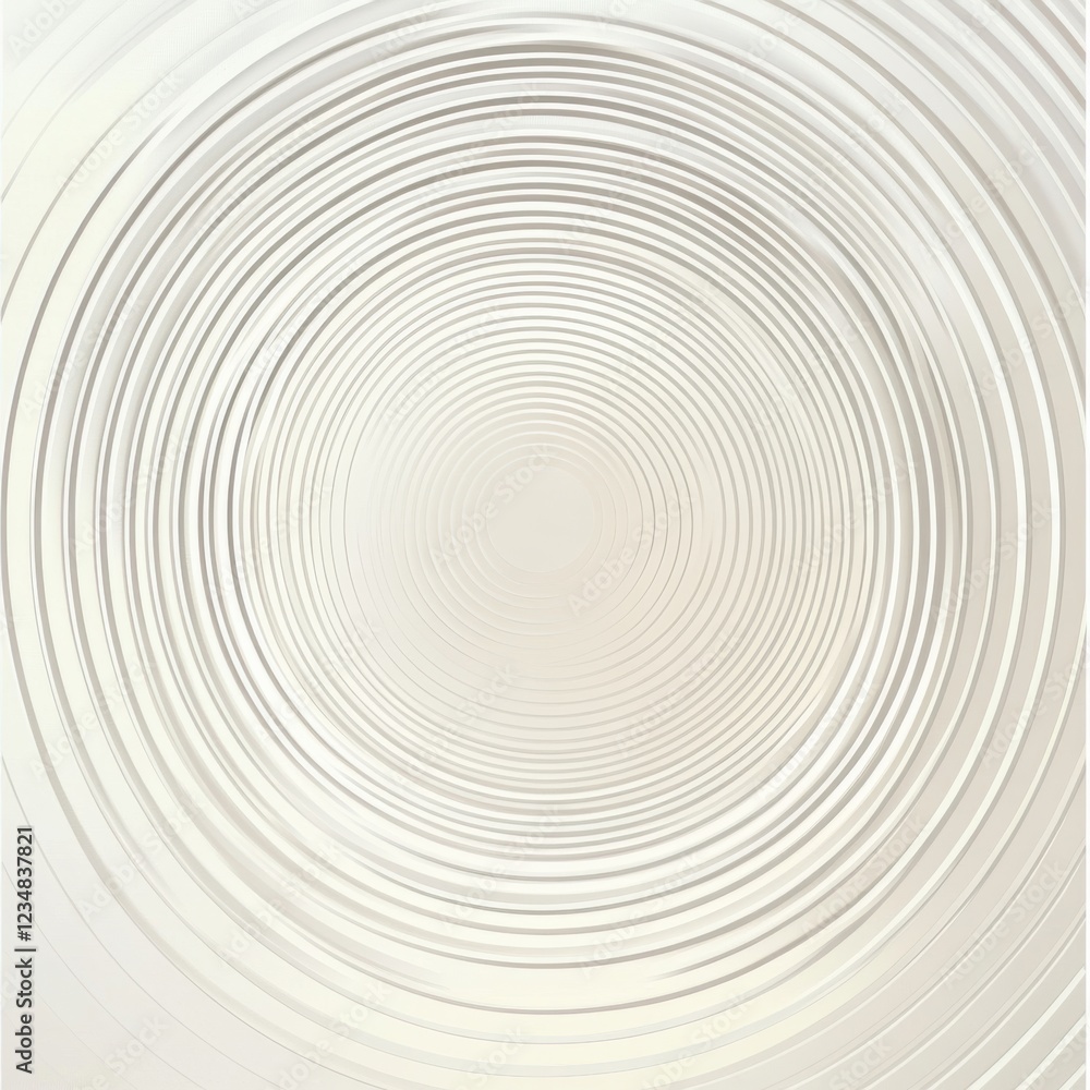 Poster Abstract circular pattern with concentric lines creating a textured background in neutral tones. Generative AI