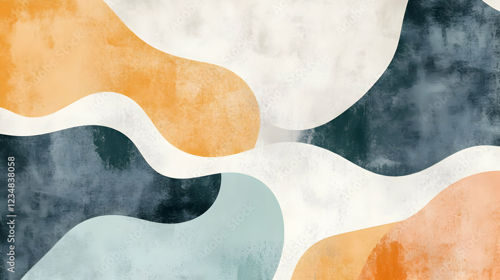 Aufkleber abstract colorful shapes with soft curves and textures in a modern design