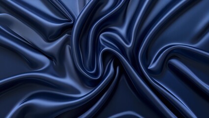 Obraz premium Abstract Silk Satin Fabric in Rich Navy Blue, Creating a Luxurious and Elegant Design with Shimmering Texture and Graceful Movement