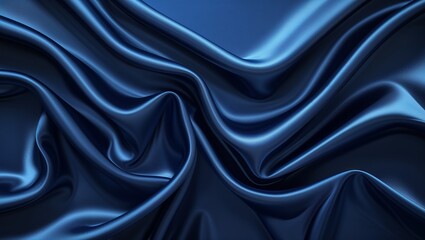 Obraz premium Abstract Silk Satin Fabric in Rich Navy Blue, Creating a Luxurious and Elegant Design with Shimmering Texture and Graceful Movement