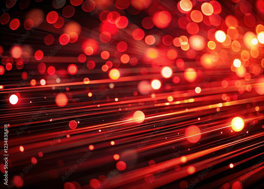 Poster vibrant red bokeh lights and sharp red lines create an abstract, captivating wallpaper design.