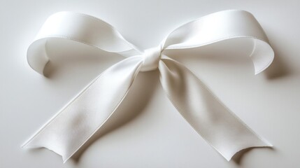 Naklejka premium Elegant White Ribbon Bow Isolated On White Background