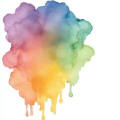 Abstract Rainbow Watercolor Painting With Drips