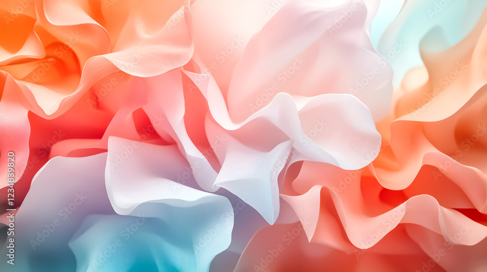 Poster Abstract pastel fabric texture with soft folds and flowing shapes creating a dreamy and romantic atmosphere