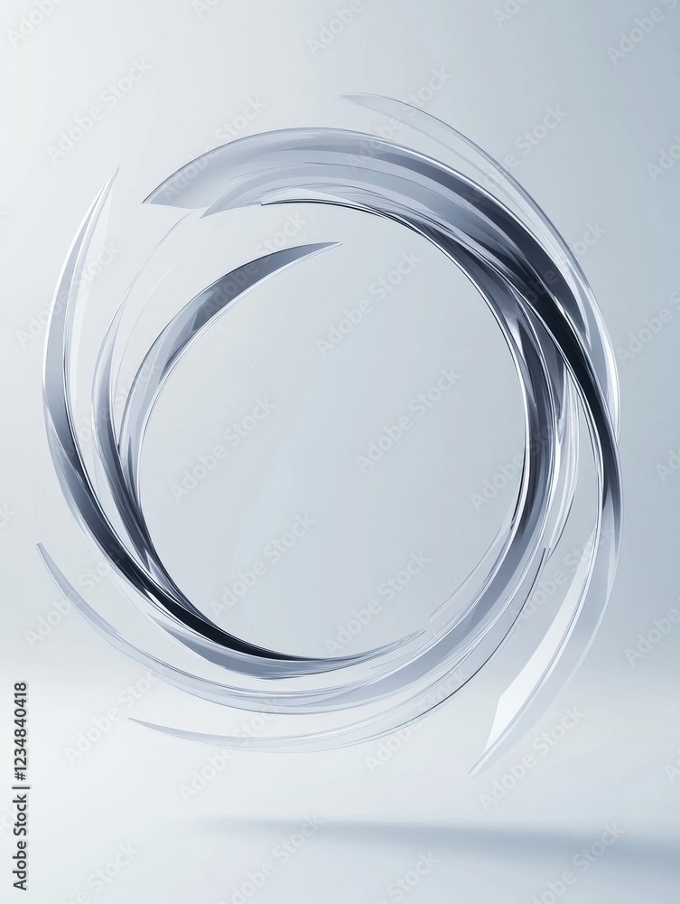 Poster dynamic swirling transparent shapes create an abstract circular design in minimalistic space. genera