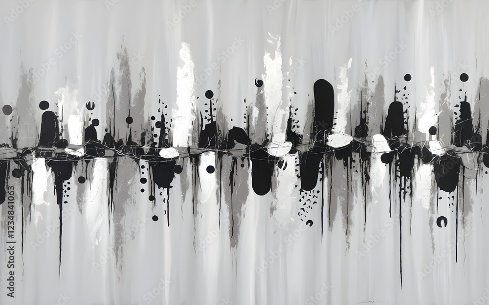 Poster monochromatic abstract expressionism: a captivating grayscale abstract painting featuring dynamic st