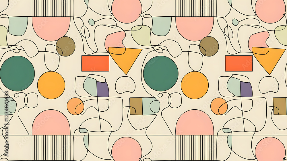Aufkleber abstract geometric pattern: a whimsical and stylish pattern featuring a harmonious blend of geometri