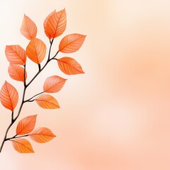 Obraz premium Autumn Branch with Detailed Orange and Peach Leaves on a Soft Blurred Background