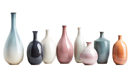 colorful clay vase isolated on a transparent background 