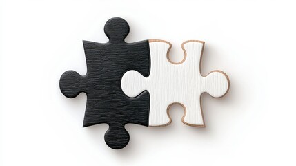 Obraz premium Black and White Puzzle Pieces Interlocking on White Background
