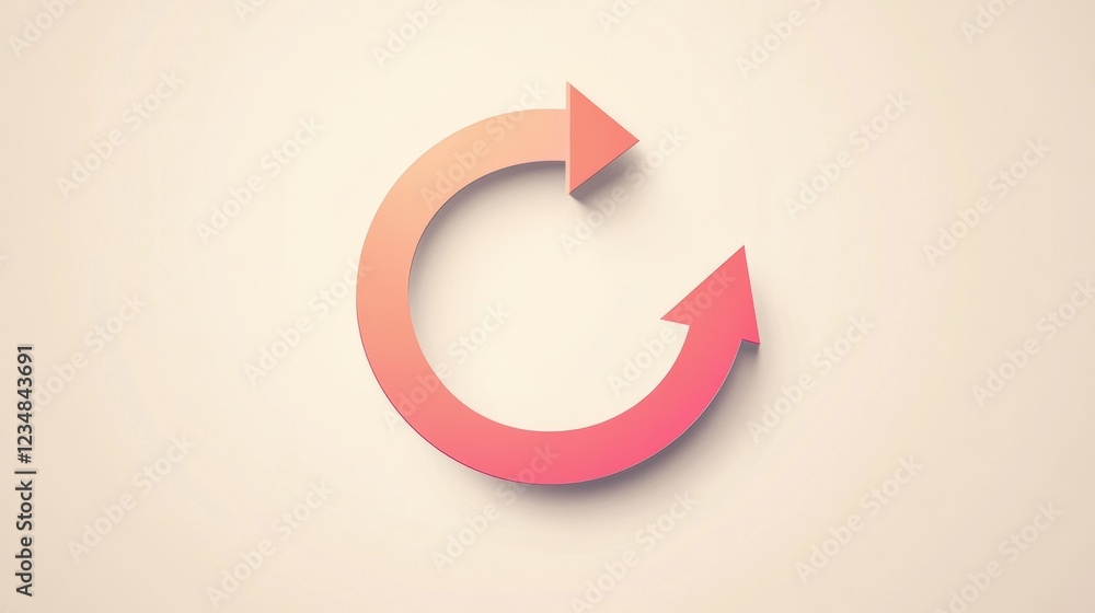 Aufkleber Circular arrows symbolizing refresh action in a soft gradient design for modern interfaces. Generative AI