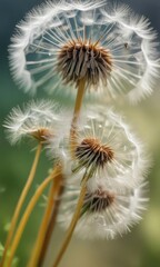 Obraz premium Soft focus macro shot of dandelion seeds against a blurred background , outdoor, organic, yellow