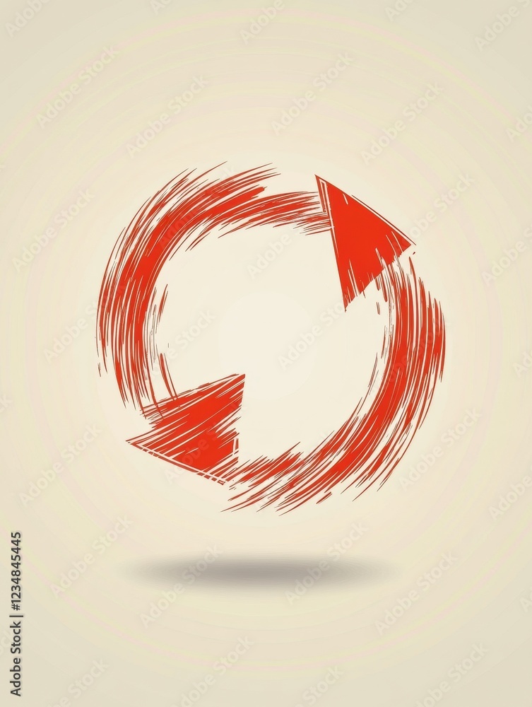 Aufkleber circular red arrows symbolizing recycling and sustainability in a modern design. generative ai