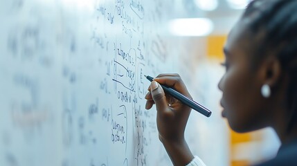 Teacher Writing on Whiteboard in Classroom Setting