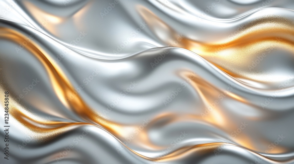 Poster elegant abstract silver and gold background with wavy lines and foil pattern design