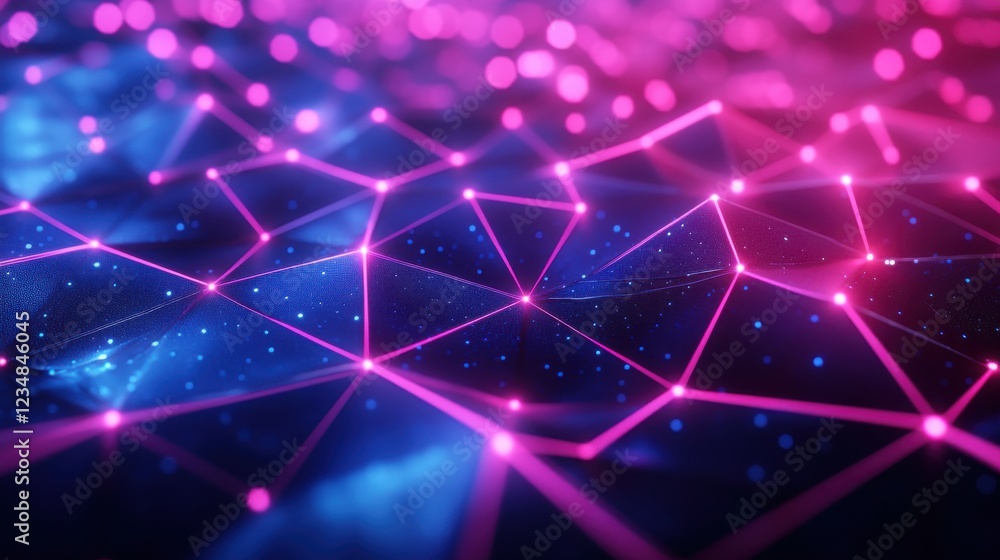 Poster abstract background with glowing lines stars and futuristic geometric patterns in neon colors