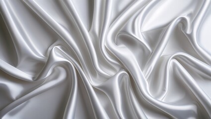 Obraz premium White Abstract Background with Elegant White Silk Satin, Featuring Fluid, Smooth Textures and Subtle Shimmer for a Refined, Luxurious, and Contemporary Visual Aesthetic