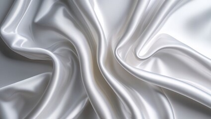 Fototapeta premium White Abstract Background with Elegant White Silk Satin, Featuring Fluid, Smooth Textures and Subtle Shimmer for a Refined, Luxurious, and Contemporary Visual Aesthetic