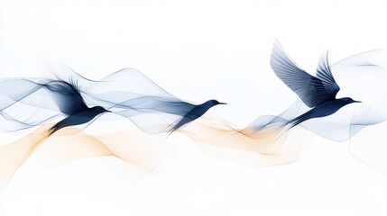 Abstract representation of poetic words transforming into birds with symbolizing freedom and imagination in artful strokes.