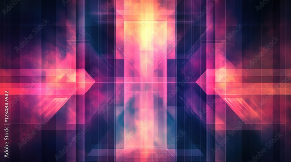 Poster colorful abstract background featuring a central cross and geometric ai-generated pattern design