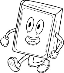 cute book character cartoon outline