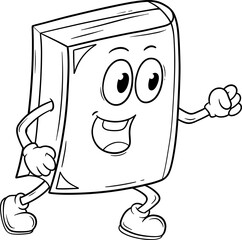 cute book character cartoon outline