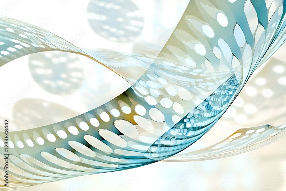 Aufkleber futuristic abstract structure with perforated metallic waves and reflections, symbolizing advanced t