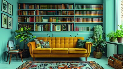 flat design, illustration, Decluttering the Mind Minimalism changes a person’s outlook on life. Illustration: Organized shelves, calm living spaces