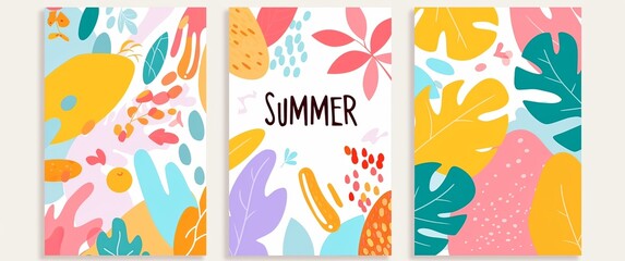 Obraz premium Three summer posters with bold 