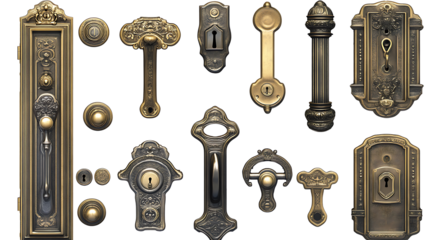 set of door locks isolated on a transparent background 