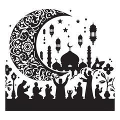 Traditional Islamic art design for Muslim festive occasions