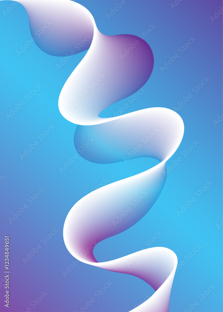 Poster Blue and pink gradient dynamic colorful flowing line wave design element. Abstract wavy lines blue gradient vector line blend element.	
