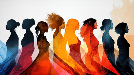 Women history honors heritage and diversity. It marks progress and inspires celebration. Silhouettes of Women in Colorful Flowing Dresses