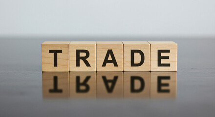 Reflective Cubes Spell Out Global Trade.