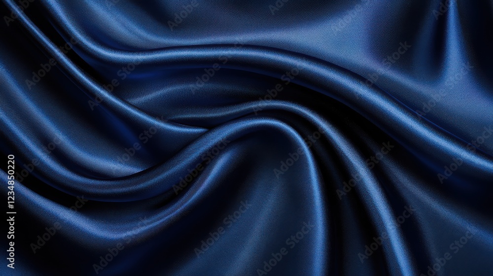 Poster deep royal blue silk fabric folds draping elegantly in soft smooth textures and patterns